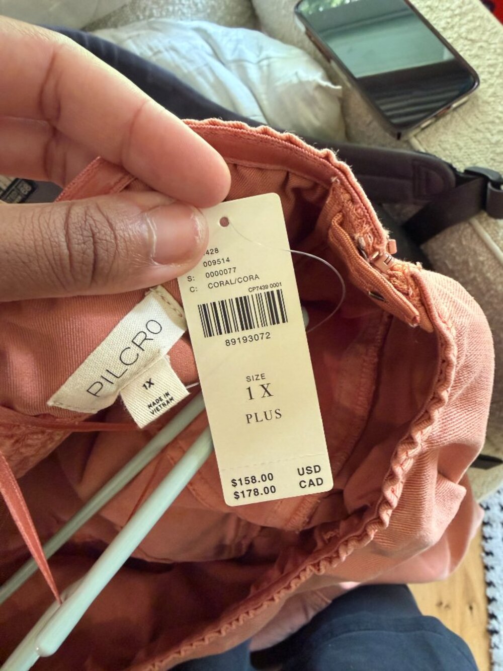 NWT Anthropologie Pilcro Strapless Drop-Waist Denim Midi Dress β Pink/Coral - Picture 4 of 4
